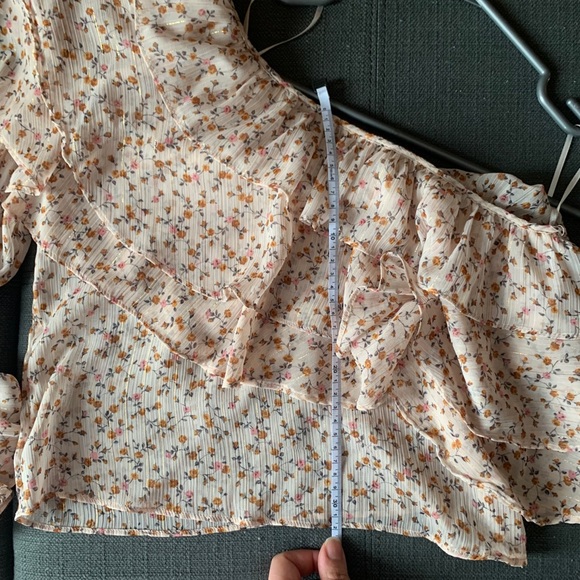 Boho shiffon ruffle one sleeve floral top - Picture 4 of 4
